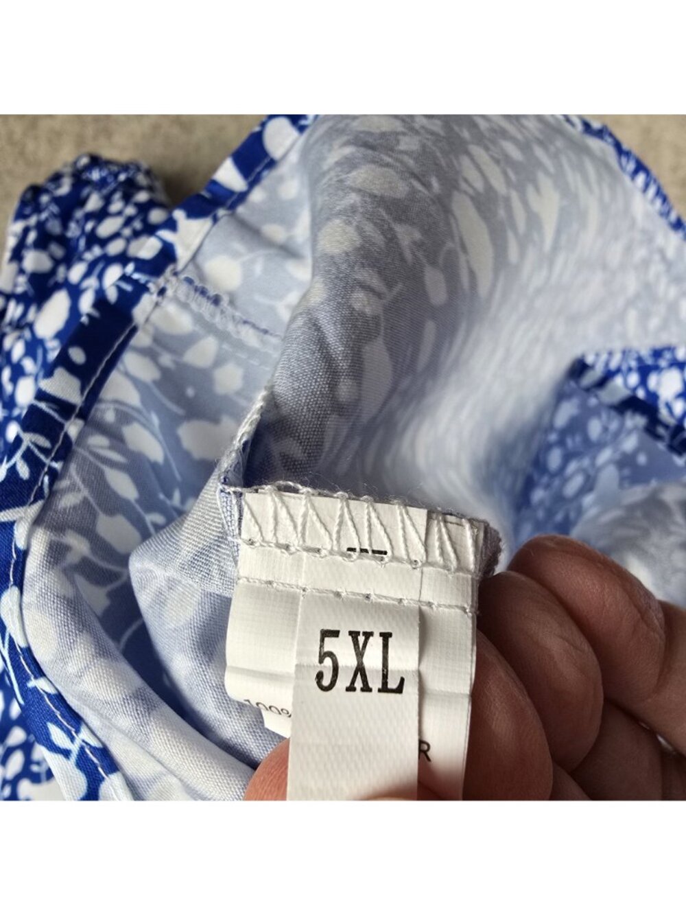 Blue Womens Plus Size Long Sleeve V-Neck Floral Blouse 5XL 100% Polyester - Picture 5 of 8